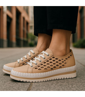 Trampki damskie -karmelowy beż laserowy