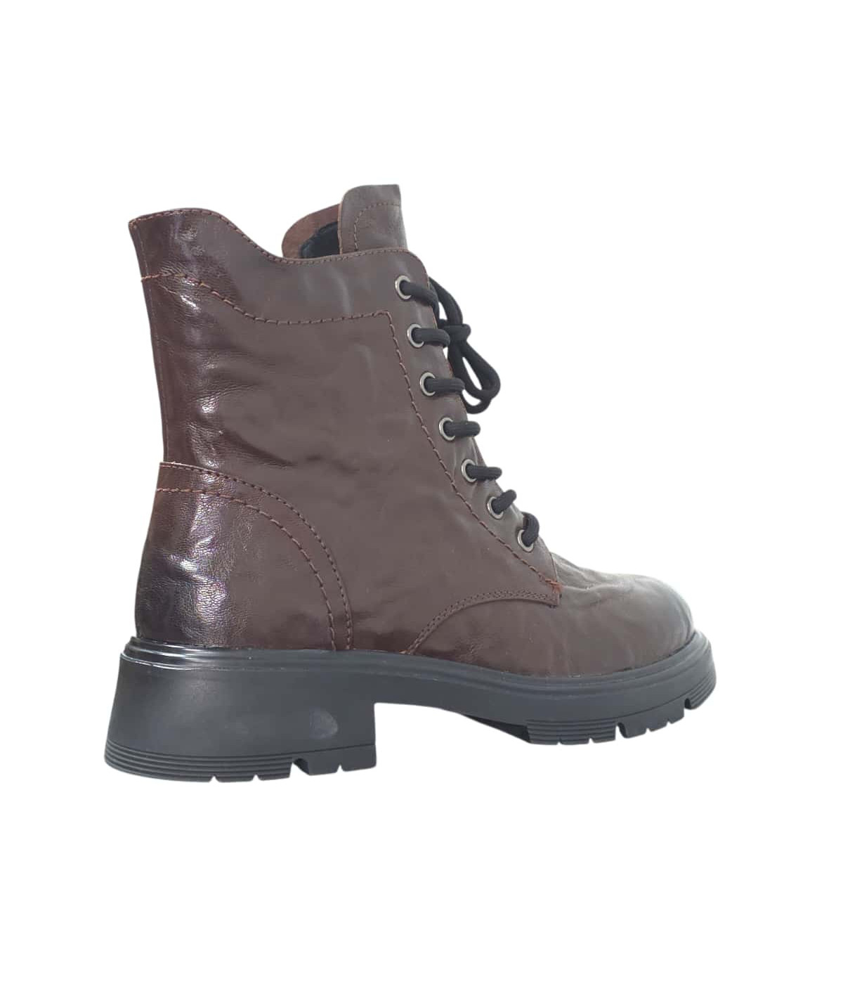 Botek sznurowany brazowy skora naturalna tloczona