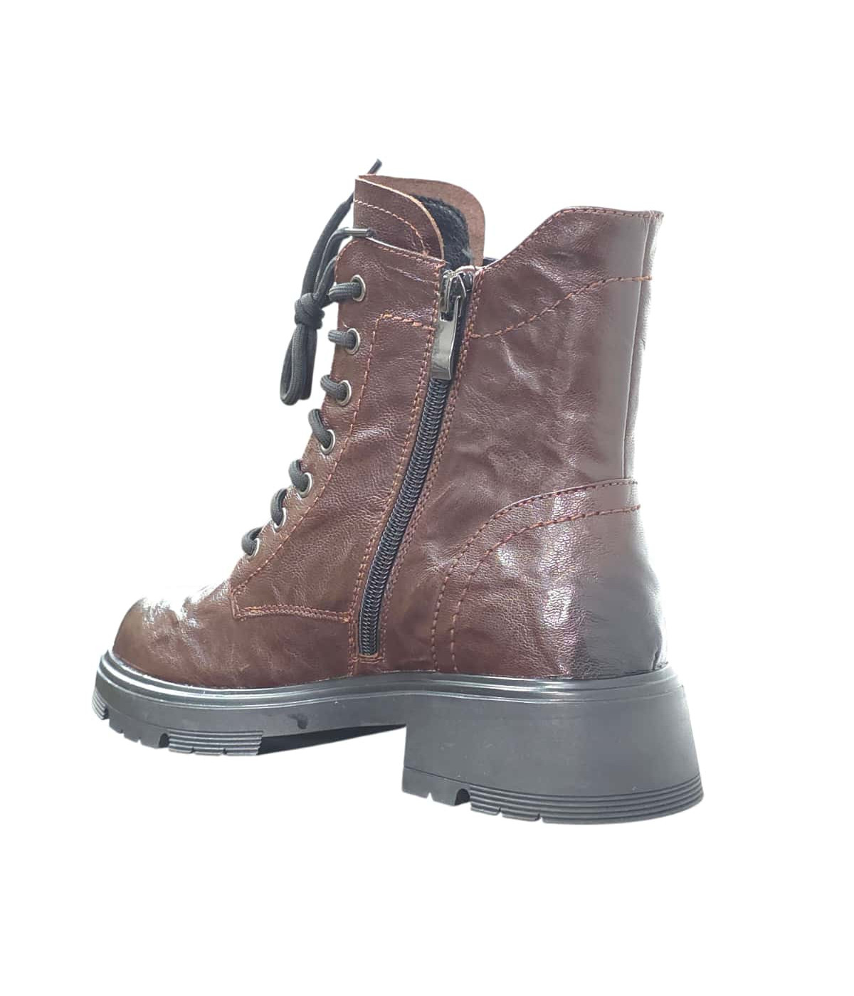 Botek sznurowany brazowy skora naturalna tloczona