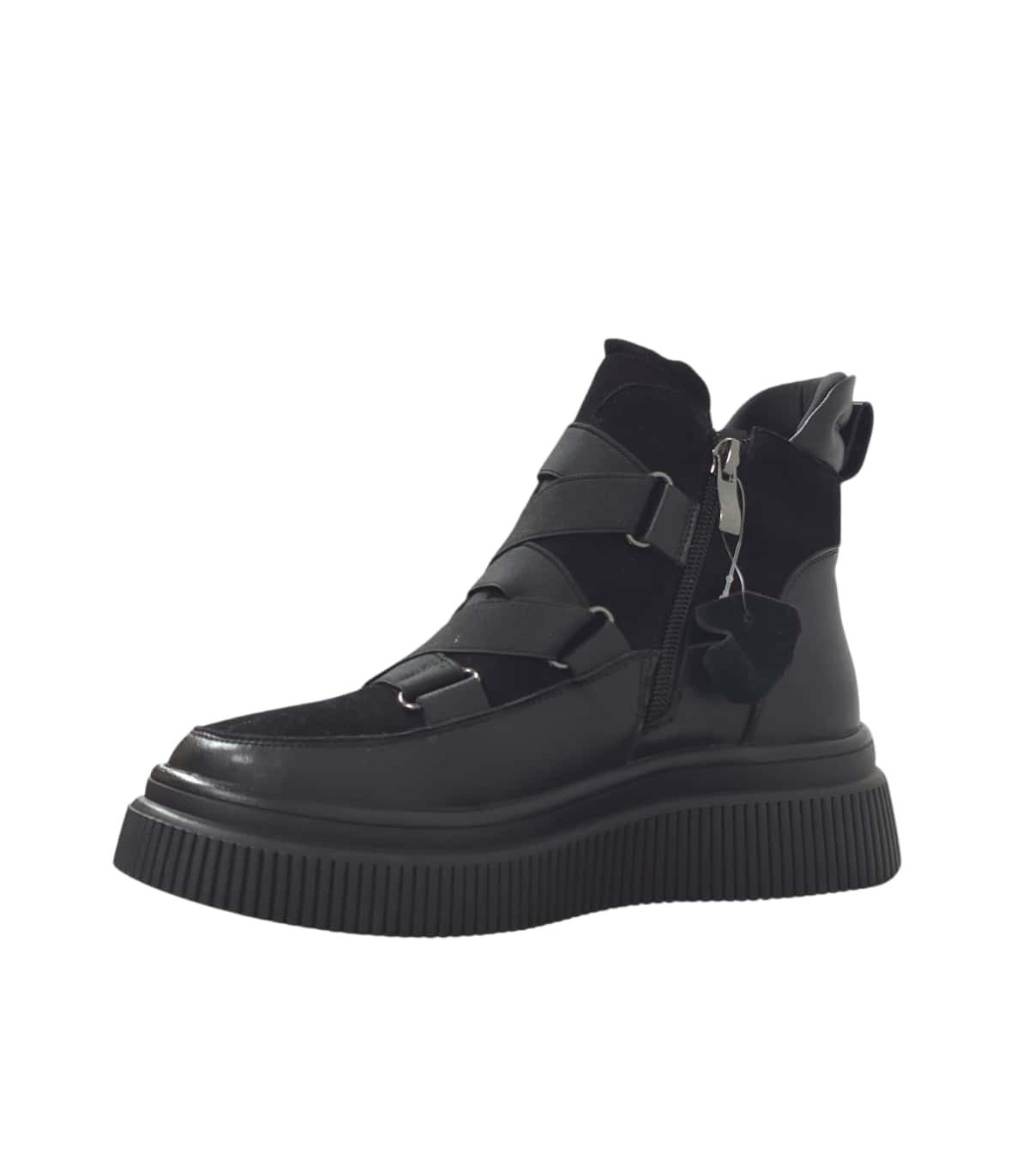 Botki/sneakersy czarne skóra naturalna