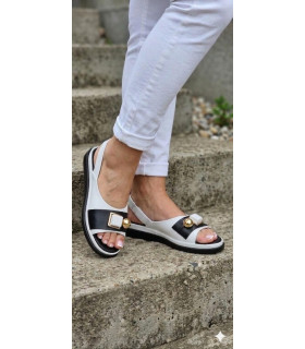 Sandały damskie  biało - czarne