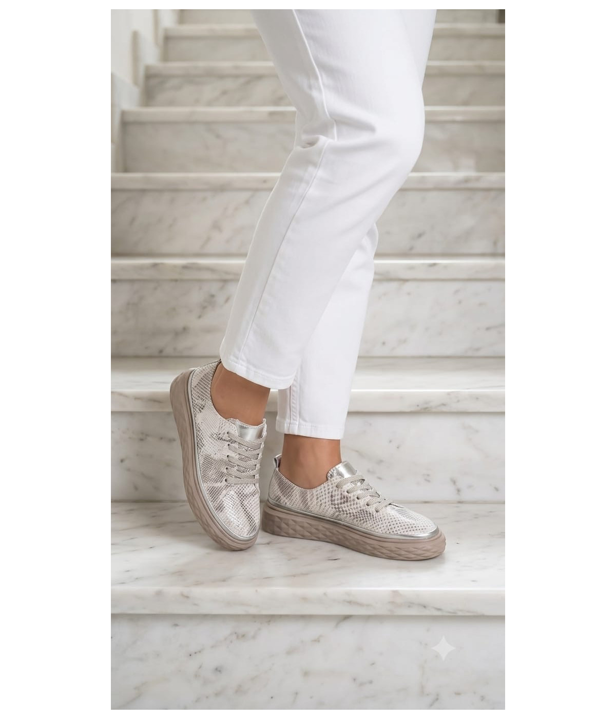 Sneakersy damskie srebrne