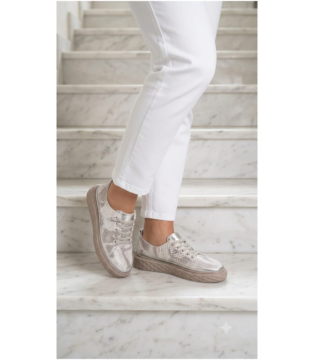 Sneakersy damskie srebrne